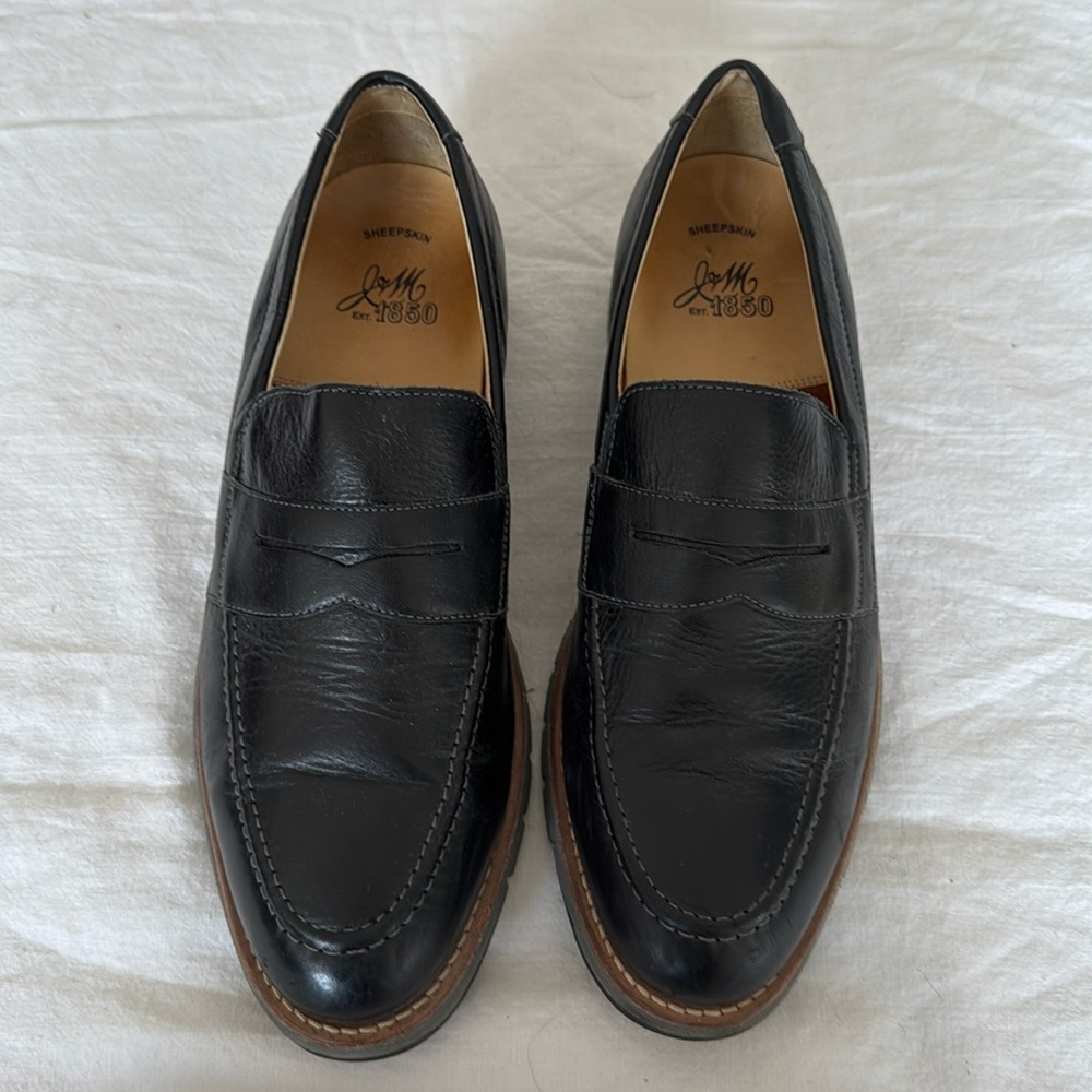 Johnson & Murphy SheepSkin Loafers Shoes Black New